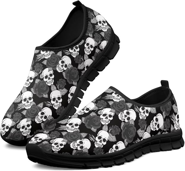 Women's Fashion Sneaker Canvas Slip-On Ladies Travel Shoes - sugar skull boots