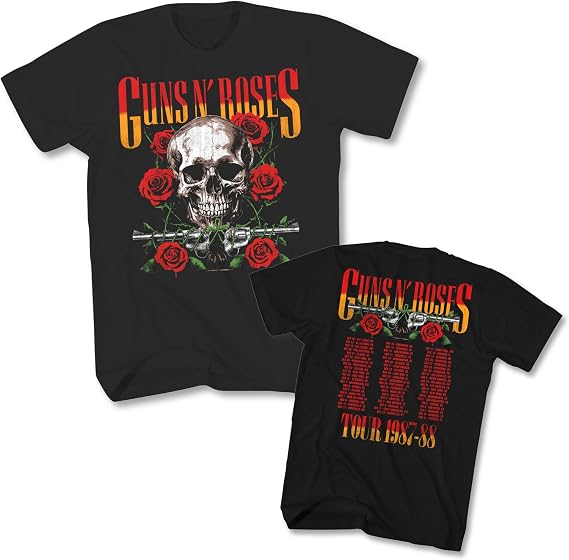 2Bhip Guns N' Roses Skull Roses Pistol Rock Band T Shirt - skull jacket