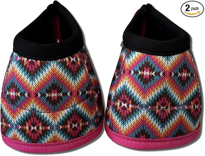 Overreach Bell Boots for Horses | Superb Hoof Protection | Easy Put On Quick Wrap Hook & Loop | Comfortable Durable | Reliable Shock Absorbing 2 Counts (PinkDiamond, Small) - sugar skull boots