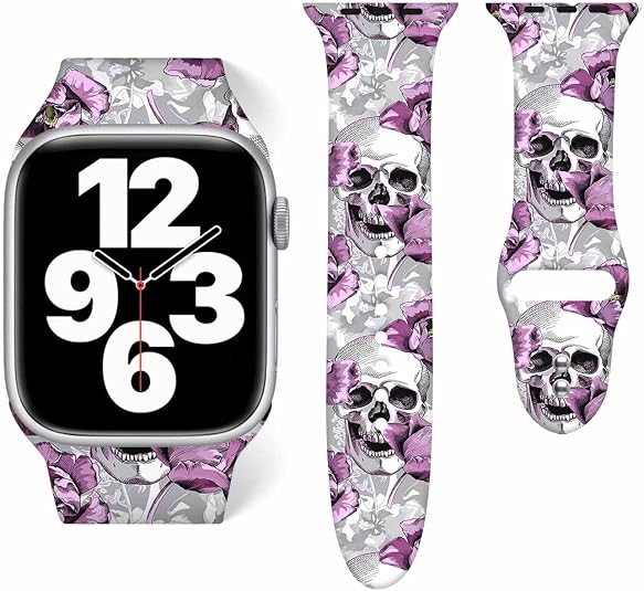 Watch Band Compatible with Apple Watch Band,Silicone Soft Wristband Waterproof Replacement Sport Strap for iWatch Bands Series 10 9 8 7 6 5 4 3 2 1 SE Ultra - skull watch