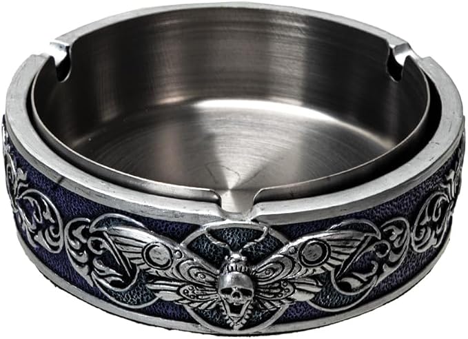 Pacific Giftware Death Moth Ashtray with Skull Motif and Mystic Inlay Resin and Stainless Steel Durable Ashtray Ideal for Gothic Home Decor 4.75″ Wide