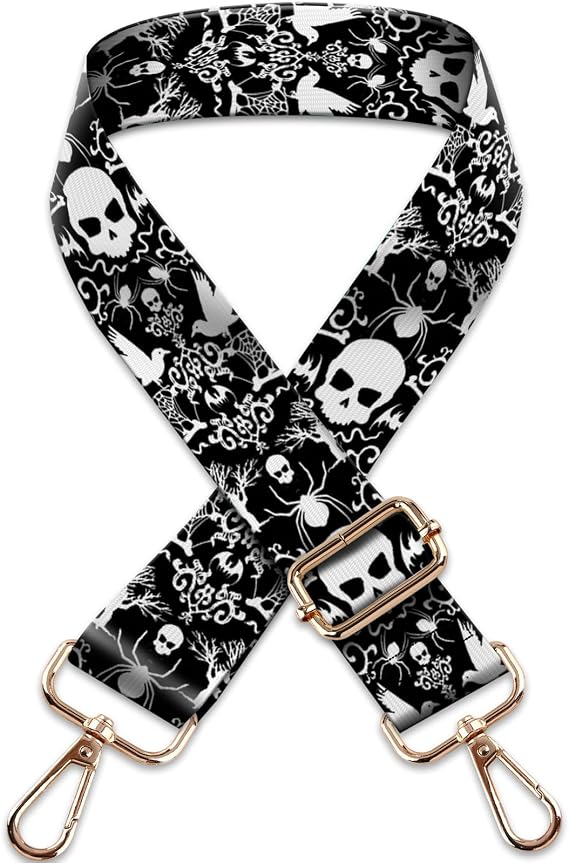 Crossbody Purse Strap for Women Men Girls Boys Mother Girlfriend Gift, Replacement Bag Belt Strap for Purse Handbag Guitar Camera, Adjustable Canvas Wide Shoulder Strap with Golden Hooks - sugar skull handbags for sale