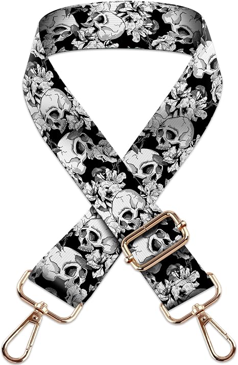 Crossbody Purse Strap for Women Men Girls Boys Mother Girlfriend Gift, Replacement Bag Belt Strap for Purse Handbag Guitar Camera, Adjustable Canvas Wide Shoulder Strap with Golden Hooks - sugar skull handbags for sale