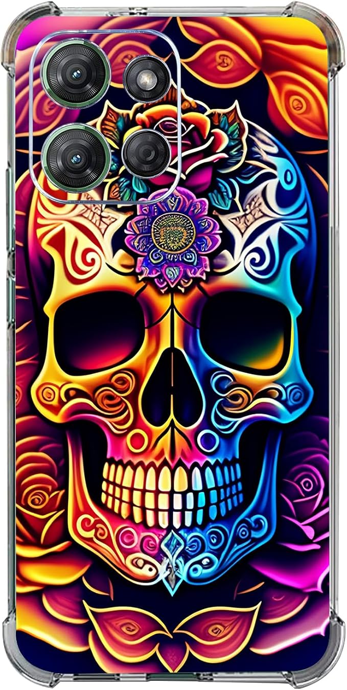Case for Moto G Power 2025/2026,Colorful Mandala Skull Flowers Drop Protection Shockproof Case TPU Full Body Protective Scratch-Resistant Cover for Motorola Moto G Power 2025/2026 - Skull phone case