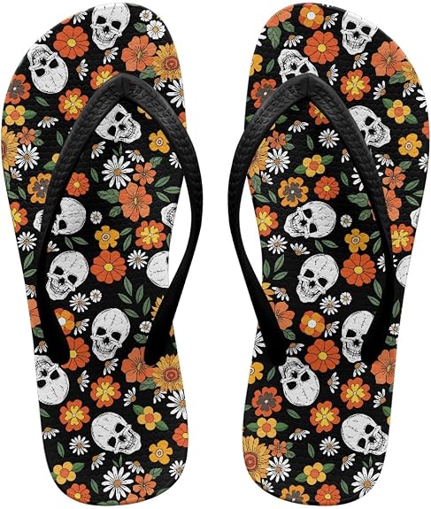 Womens Thong Sandals Soft Footbed Flip Flops Lightweight Beach Sandal Flats Offering Great Arch Support and Comfort - sugar skull costume