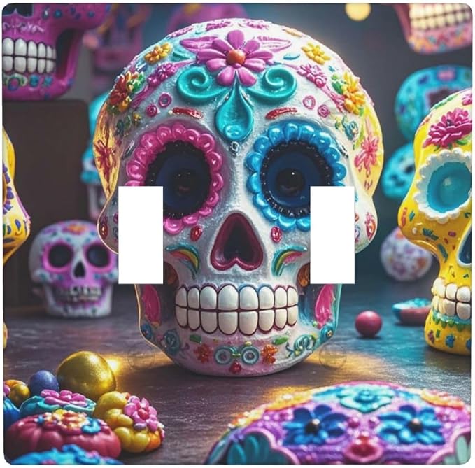 Wall Plate Sugar Skulls Decorative Wall Plates Outlet Cover 1 Gang Switch Plate Toggle Light Switch Plates Plug Cover for Bedroom Light Switch Cover for Kitchen Living Room - skull plate