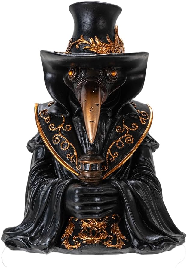 Pacific Giftware Dr. Plague Backflow Burner Gothic Resin Holder with Intricate Gold Accents Ideal for Aromatherapy Gift and Unique Home Decor 7.01" Tall - skull incense burner