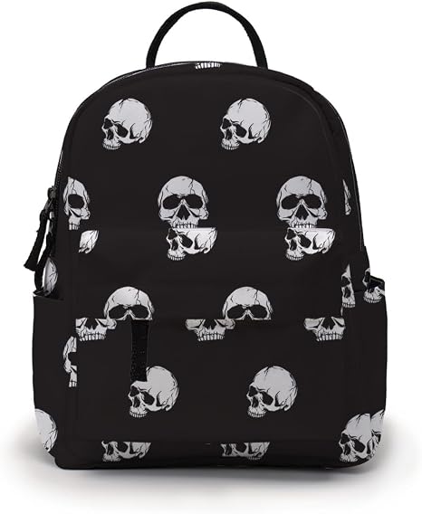Mini Backpack for Women - Cute Small Backpack Purse with Multi Pockets, Water-Resistant 3D Printed Graphic-310 - skull backpack