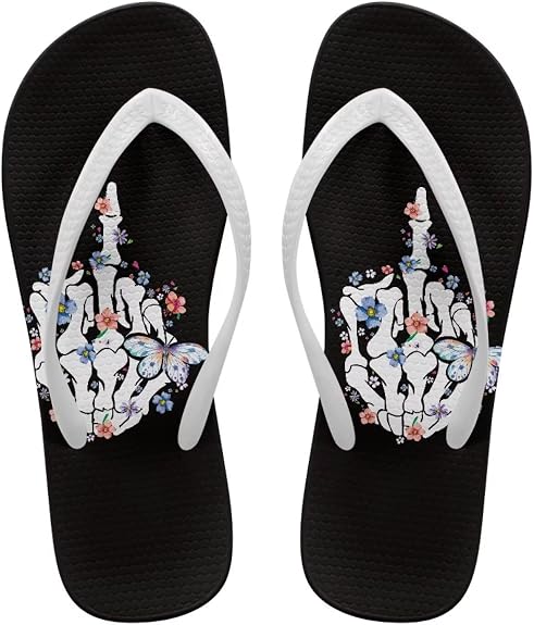 Beach Flip Flops Women with Arch Support Yoga Mat Comfortable Summer Beach Walking Thong Sandals Size 5-9 - sugar skull costume