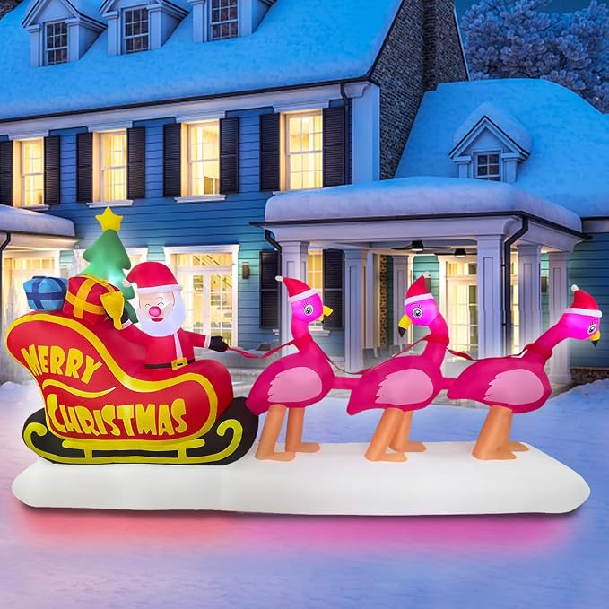 BLOWOUT FUN 10FT Long Christmas Inflatable Flamingo Pull Sleigh Take Santa - skull inflatable