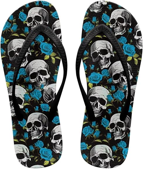 Women's Flip Flop Super Lightweight Soft Cushion Footbed Cozy Anti-Slip Quick Drying House Beach Shoes Slippers - sugar skull costume