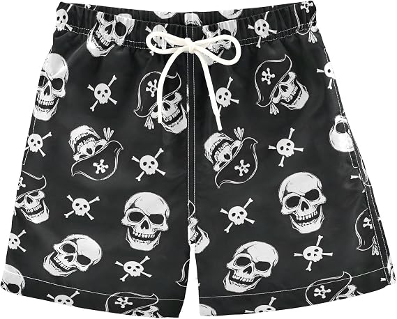 Boys Swim Trunks, Turtle Coral Beach Board Shorts Swim Shorts - skull swimsuit