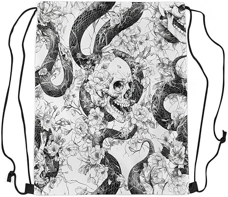 jejeloiu Sugar Skull Drawstring Backpack Gym String Bag - skull backpack