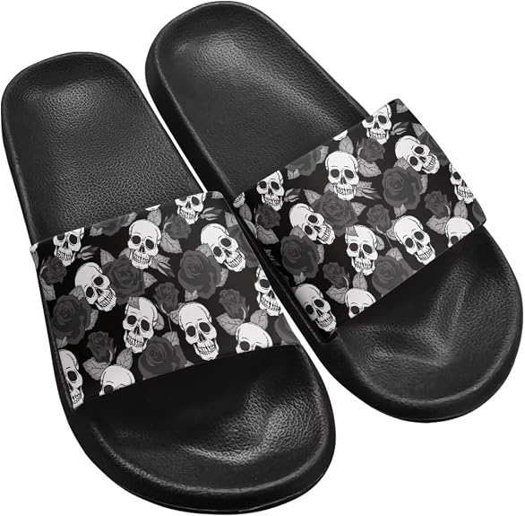 Custom Pillow Slippers for Women Men Non Slip Quick Drying Shower Slides Bathroom Sandals Cushion Thick Sole - sugar skull costume