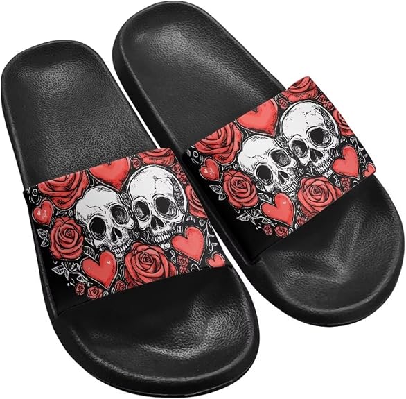 Couple Pattern Slide Sandals for Women Men Ultra Comfort Recovery Pillow Slippers Soft Summer Beach Shoes - sugar skull costume