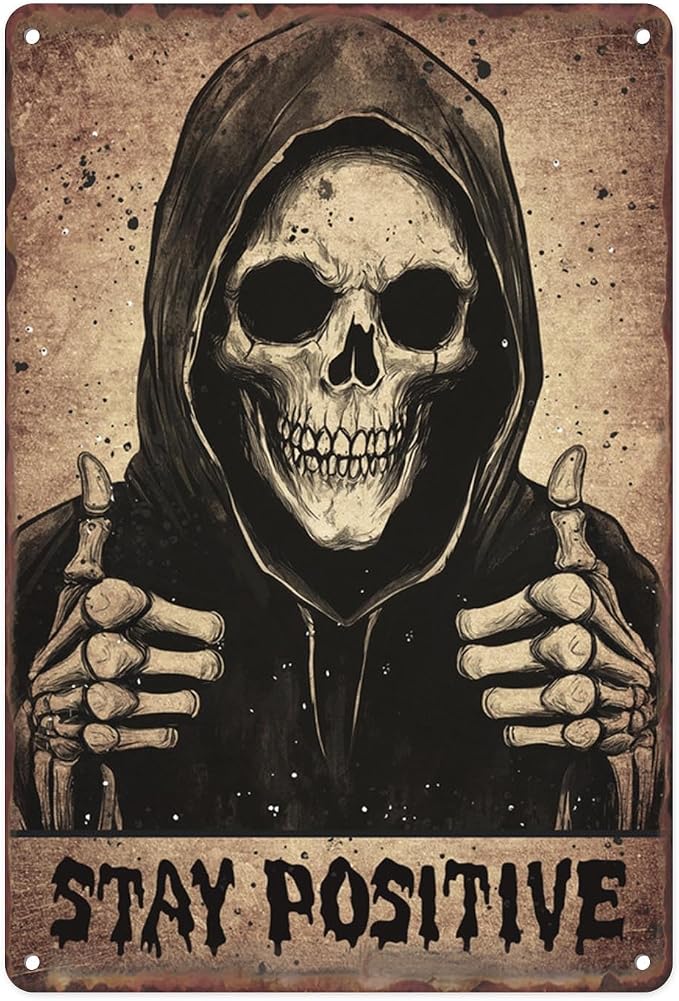 Sanwarm Metal Sign, Tin, 12 X 8 Inch, For Wall Decor Skull Goth - skull sticker