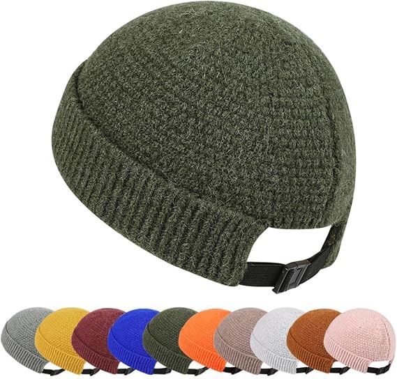 Mens Brimless Hats Adjustable Docker Cap Unisex Winter Casual Knitted Beanie Skull Caps - skull hat