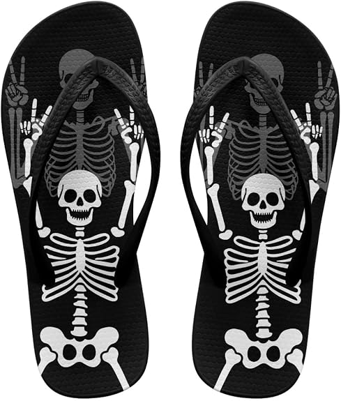 Flat for Women Beach Rubber Shower Shoes Basic Thong Sandals for Beach Home Pool Party Shower Outdoor Shopping - sugar skull costume