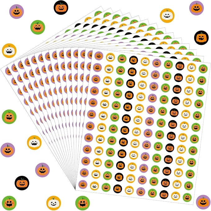 3000 Pcs Halloween Pumpkin Mini Stickers Small Jack-o-Lantern for Preschool - skull sticker
