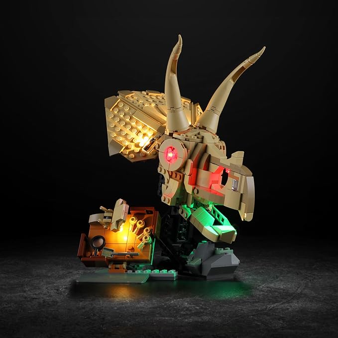 Vaodest LED Light for Lego 76969 Dinosaur Fossils Triceratops Skull Set,Design and Configuration Compatible with Model 76969(LED Light Only, Not Building Block Kit)