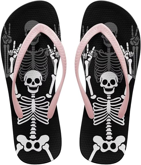 Flip Flops For Women Slip Sole Comfortable Beach Thong Sandals Shower Shoes - sugar skull costume