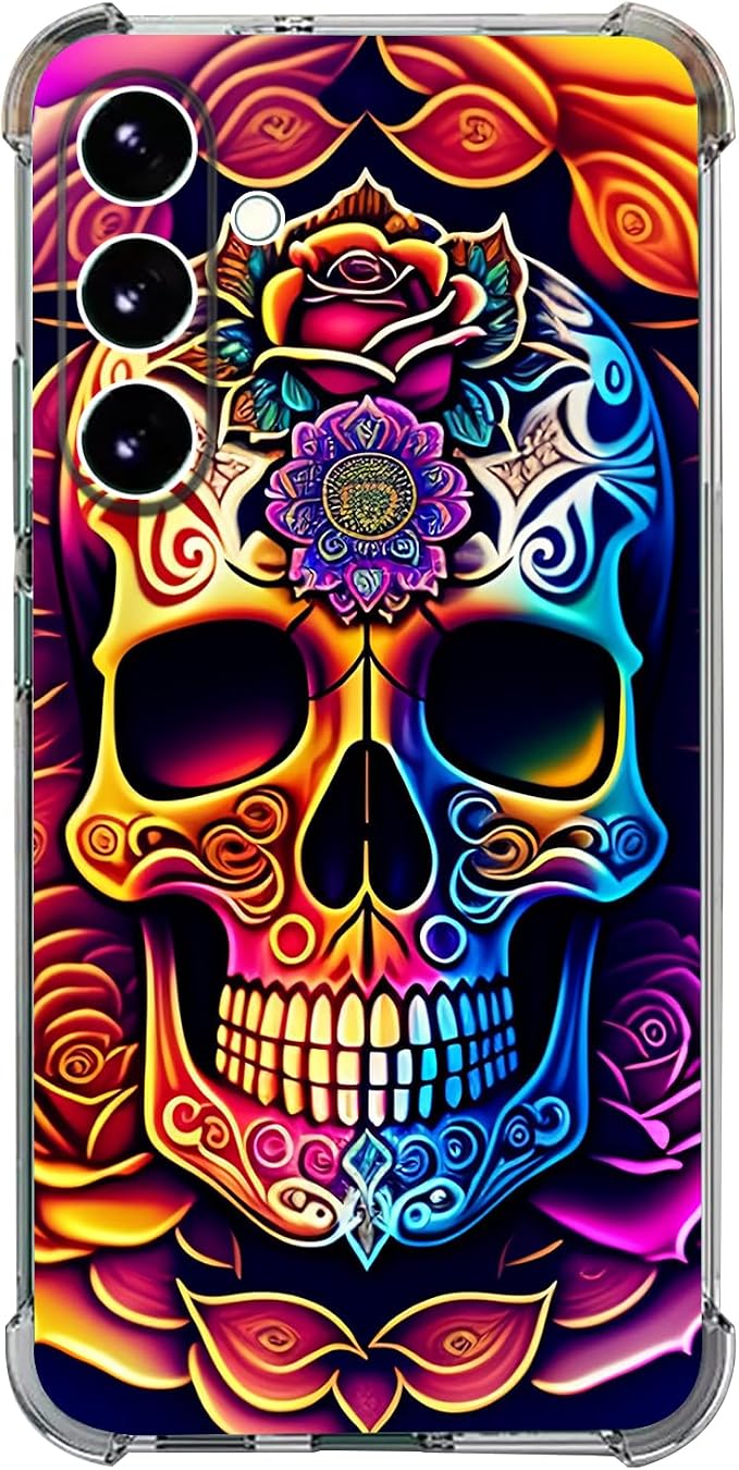 Case for Galaxy A26 5G,Colorful Mandala Skull Flowers Drop Protection Shockproof Case TPU Full Body Protective Scratch-Resistant Cover for Samsung Galaxy A26 5G - Skull phone case