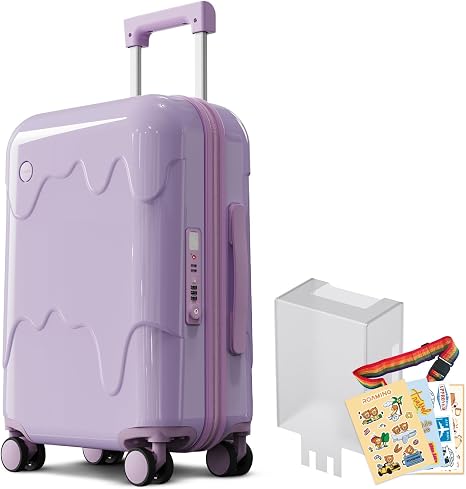ROAMING Purple Cute 20-Inch Carry On Luggage With Spinner Wheels Suitcase - skull suitcase