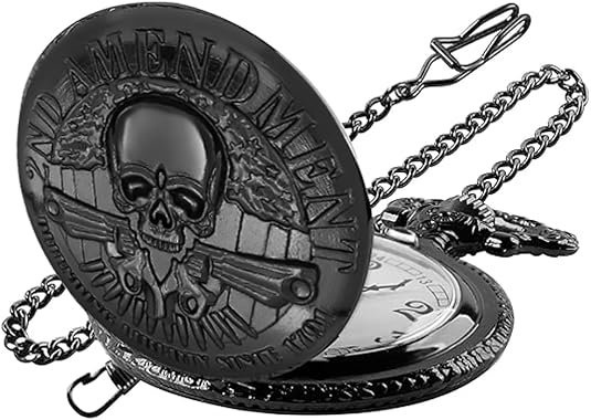 Tiong Vintage Pocket Watch Engraved Cowboy Skull Wolf 3D Pattern Arabic Numerals Quartz Pocket Watch with Chain Best Gifts - skull watch
