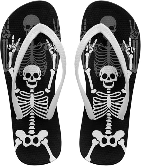 Customized Flip Flops for Women Comfortable Sandals Shower & Walking White Thong Sandals Size 35-40 - sugar skull costume