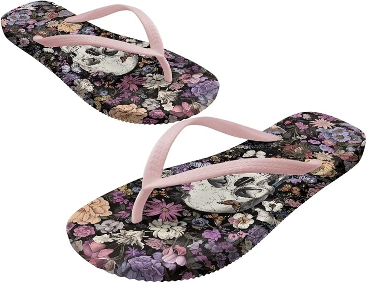 Soft Flip Flops for Women Comfortable Sandals Shower & Walking Pink Thong Sandals Size 35-40 - sugar skull costume