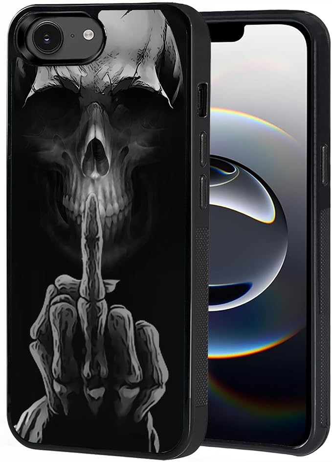 Designed for iPhone 17e Case & iPhone 16e Case, Slim Impact Resistant Shock-Absorption Rubber Protective Phone Cover for iPhone 17e & iPhone 16e 6.1", Funny Skeleton Skull - Skull phone case