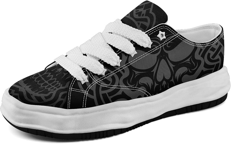 Men's Gothic Skull Fashion Sneakers Casual Skateboarding Canvas Shoes for Women Streetwear Trendy Comfort Walking Shoes - sugar skull boots