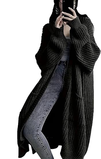Women's Plus Size Oversized Long Cardigan Sweaters Chunky Knit Open Front Duster Coats with Pockets Winter Outwear - skull jacket