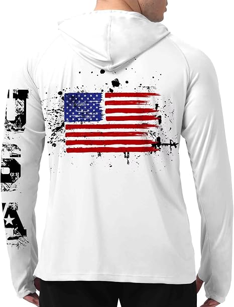 Men's American Flag Fishing Shirt, UPF 50+ Sun Protection Hoodie - skull sweatshirts