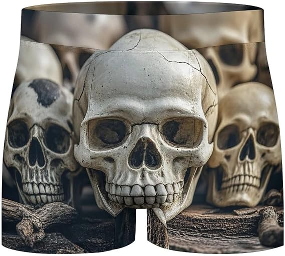 Mens Boxer Briefs Moisture-Wicking Underwear with Comfort Waistband Skulls Stretch Underwear - skull swimsuit