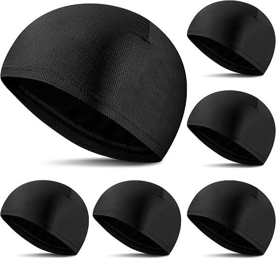 Chicingyou 6 Pcs Silk Skull Cap Breathable Silk Helmet Liner, Black - skull helmet