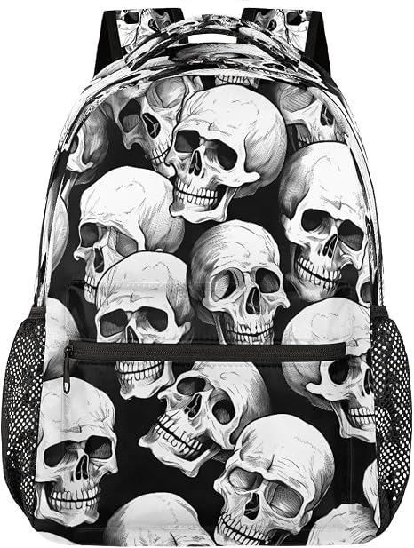 Halloween Skull Pattern Backpack for Kids Women Men School Backpacks Girls Boys Adults Bookbag Laptop Computer Back Pack Casual Daypack
