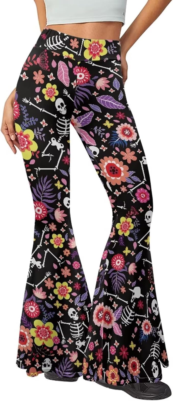 Women's High Waist Flare Workout Yoga Pants Soft Buttery Tummy Control Leggings for Yoga Stretch Pants,S-2XL - sugar skull boots