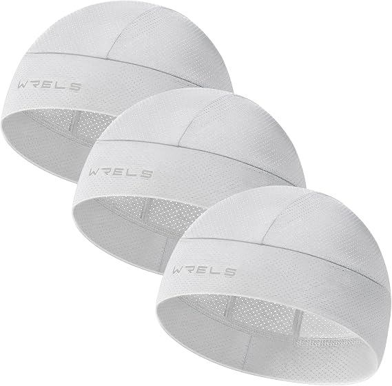 WRELS 3 Pieces Cooling Helmet Liner Skull Cap,Sweat Wicking Hat,Breathable Elastic Sports Hat for Cycling Football Jogging - skull helmet