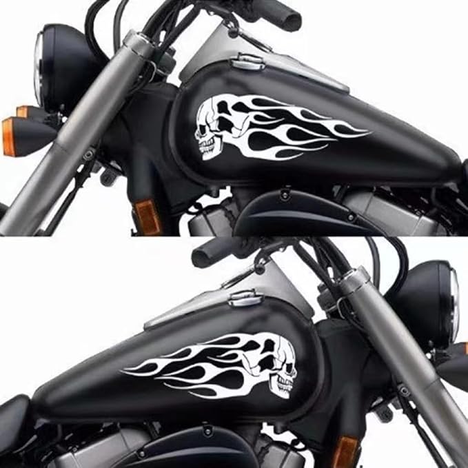 White Stickers Motorcycle Vinyl Skull Sticker Car Waterproof Skull Stickers for Cars, Motorcycles, Helmets, Fridges 2PCS - skull sticker