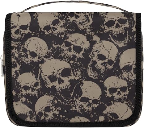 Skull Travel Toiletry Bag Women Men Hanging Cosmetic Organizer Portable - skull suitcase