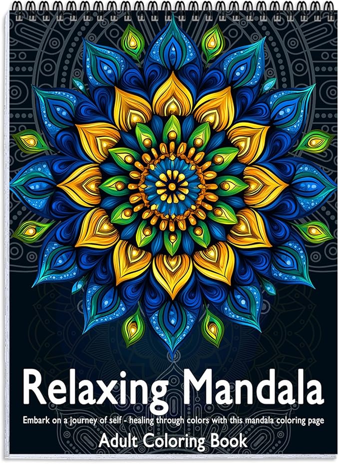 Mandala Adult Coloring Book, 24 Spiral-Bound & Single-Sided Patterns - sugar skull book
