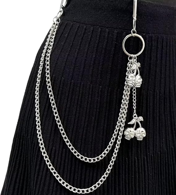 PINKPIN Wallet Chain Pant Chains Goth Jeans Chains Trousers Wallet Biker Chain for Men Women - skull wallet