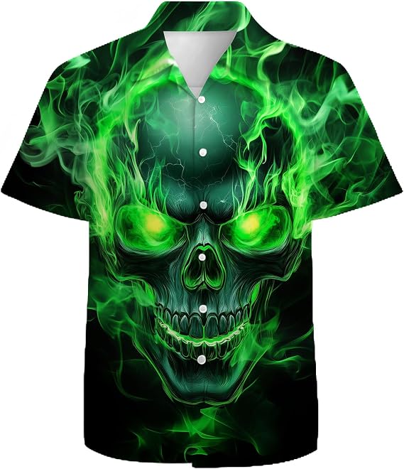 American Flag Eagle Men's Hawaiian Shirt 3D Graphic Button Down Short Sleeve Tropical Holiday Beach Aloha Shirts - skull tshirt