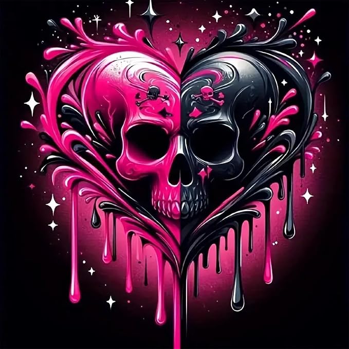 Diamond Art Kits for Adults Heart Skull Diamond Painting Kit 12x12in - skull painting