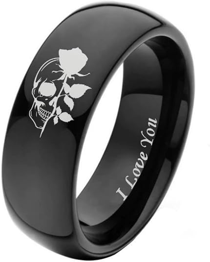 Couples Rings Couple Rings Promise Engagement Rose Stainless Steel - skull ring