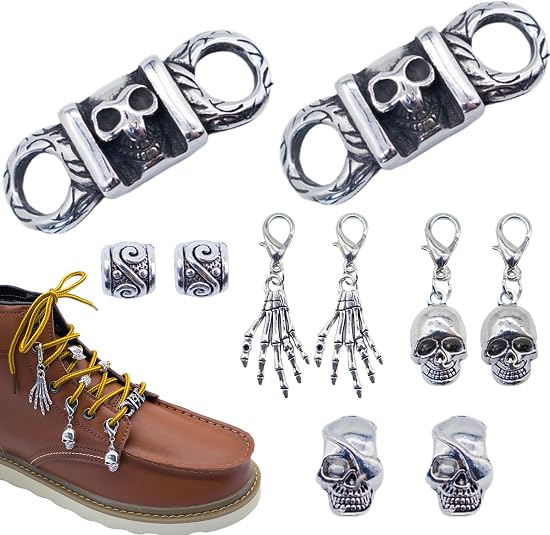 Shoe Charm for Sneakers,Metal Skull Boot Charms,Runners,Hip Hop Stylish Shoe Charms for Men/Women - sugar skull boots