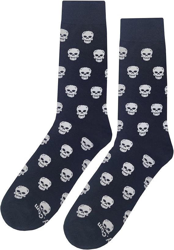Skull Dress Socks Funny Novelty Crazy Fun Design Men Size 8-12 Cotton Casual Crew Colorful Funky Fancy Socks Gift for Men - sugar skull dress