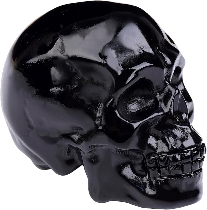 Obsidian Crystal Skull Statue 2" Decor for Home Office Gift - skull figurine