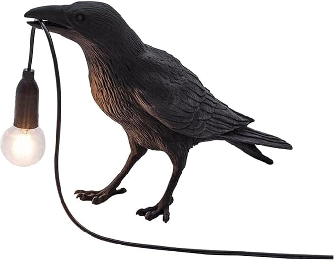 Gothic Raven Table Lamp, Black Lamp with E14 Base - skull lamp